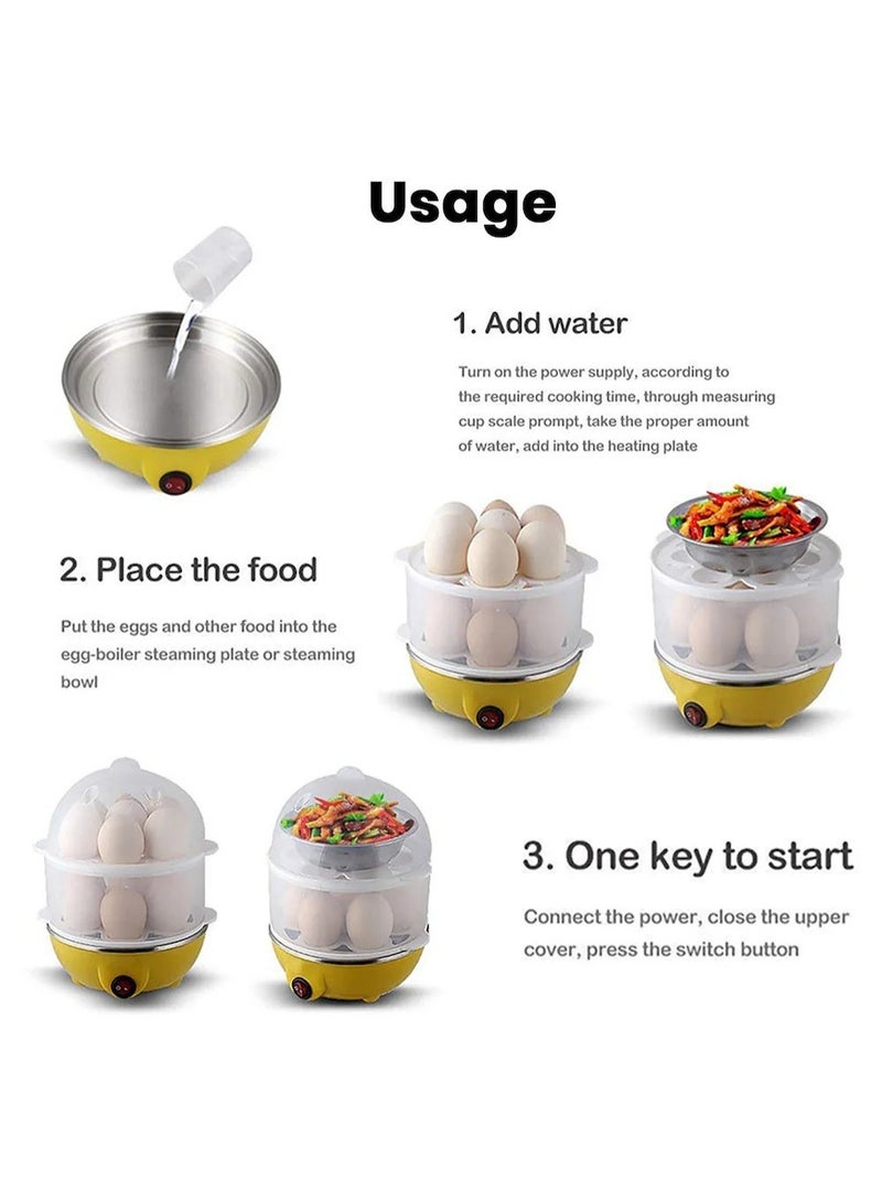 Wtrtr 2-tier Egg Cooker Large 14 Eggs Capacity, Electric Rapid Egg Maker, Auto Off for Hard Boiled Eggs, Poached Eggs, Steamed Vegetables, Seafood, Dumplings (York) - Image 3